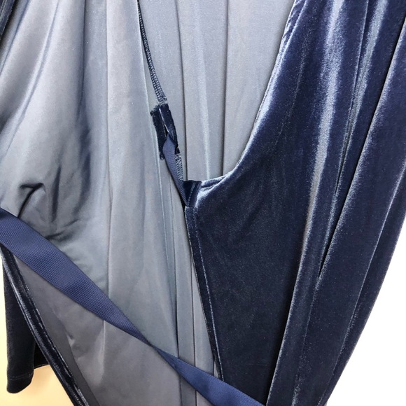 Bebe Velvet Maxi Wrap Dress Hurricane Blue - Picture 9 of 9